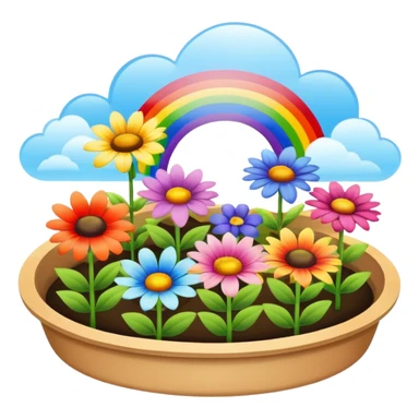 Rainbow + flower tray,Sky Gardener. sticker
