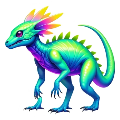 Tropical futuristic lush cool edgy neon Fionbri-Vernid-ET-creature (full body) sticker