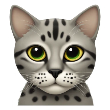 Gato atigrado gris, beige y negro, con lunares en los bigotes, los ojos verdes-amarillos sticker