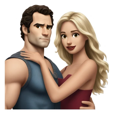 realistic photo of Henry Cavill close dancing with a beautiful female model  sticker