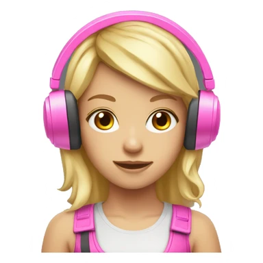gamer girl with blonde hair and pink headset on sticker