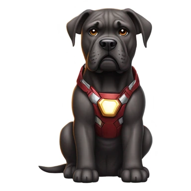 A red Cane Corso as Iron man superhero. sticker