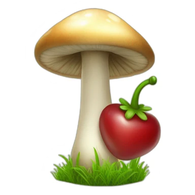 happy mashroom with cherry and grass sticker