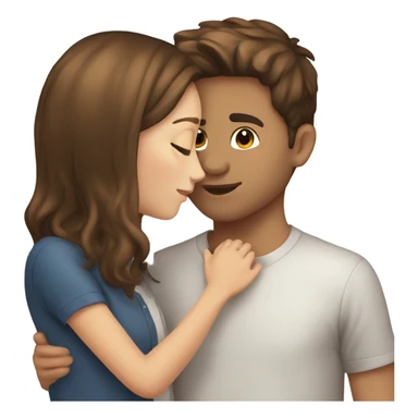 Girl with brown hair kissing boy with brown hair sticker