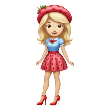 pretty and cute realistic modern day strawberry shortcake full body with high heels emoji sticker