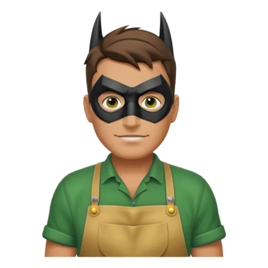 gardener with tanned skind and batman mask sticker