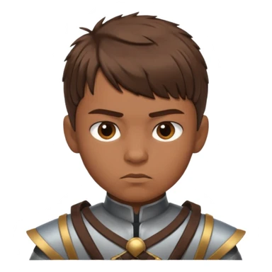 create a fringe haircut boy with a brown hair with hair little up more looking like warrior haircut sticker