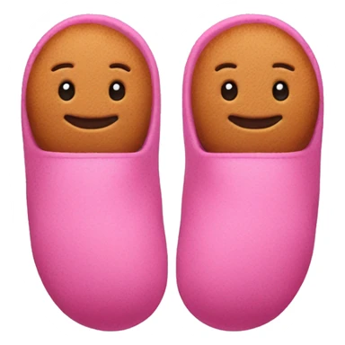 Slippers with pink get and a ginger bread man in them sticker