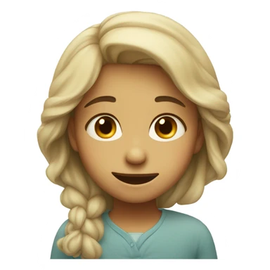 Girl, crying, with a big smile sticker