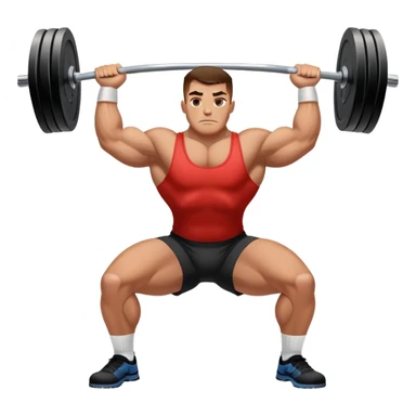 Powerlifter lifting a heavy barbell in a dramatic display of strength, muscles flexing under the pressure. The focus is on the lifter's intense effort and the heavy weights on each side. The background features a gym with weights and equipment, emphasizing the raw power of the sport.  sticker