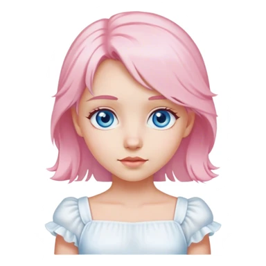 a sweet light pink haired girl with blue eyes and a white dress sticker
