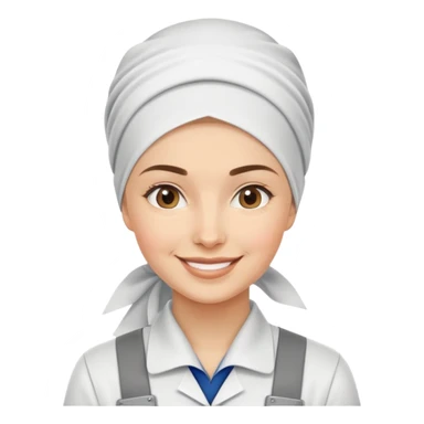 Russian woman factory worker with headscarf and work uniform smiling sticker