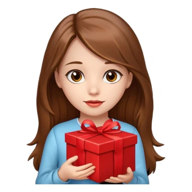 young girl with gift box, brown long hair






























 sticker