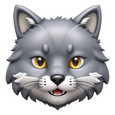 3D-style gray wolf or cat-like character emoji, WTF meme face, clean and glossy, inspired by TenSquared logo sticker