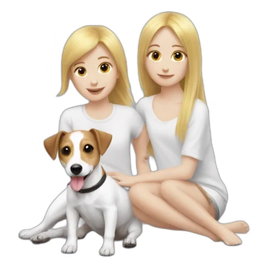 Jack Russell With 2 girl blond sticker