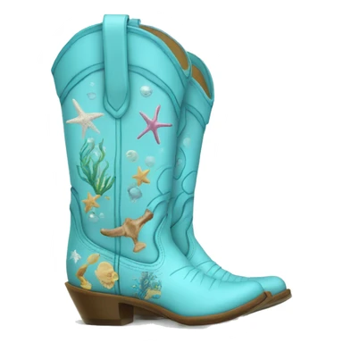 Light blue cowgirl boots with ocean print sticker