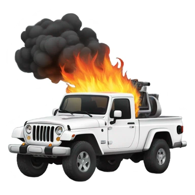 White Jeep gladiator on fire sticker