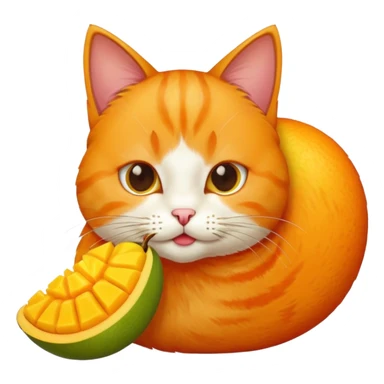 Cat eating mango sticker