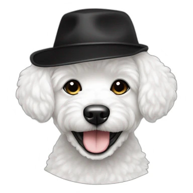 young-with hoop-white skin-black hair-with hat-rap-bichon dog-white-smile sticker