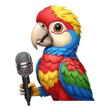 Parrot speaking into mic sticker
