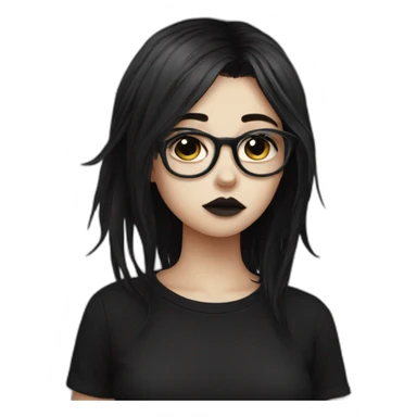Sad+goth-girl-dark-hair-with-glasses-black-tshirt sticker