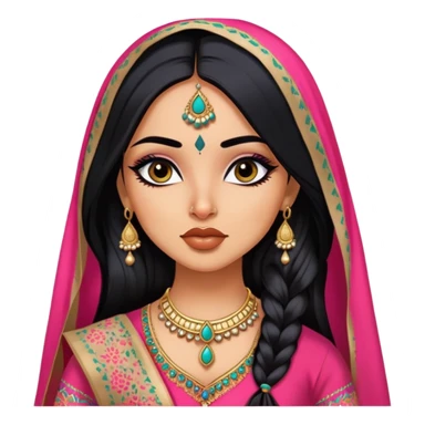 Indian nose, pretty lips, indian  clothes, medium skin,  long black hair, dupatta, pretty bratz baddie, black eyeliner sticker