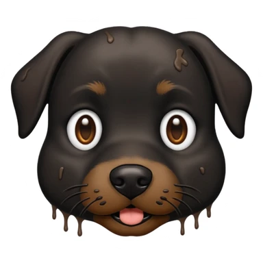 very muddy and dirty black dog face that doesnt look like pattern sticker