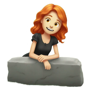 Red headed girl levitating in front of a gravestone at cemetery ￼ sticker