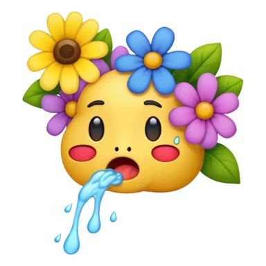 Make a emoji that pukes flowers  sticker