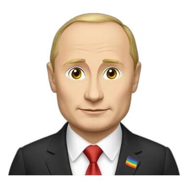 Vladimir Putin with pride flag sticker