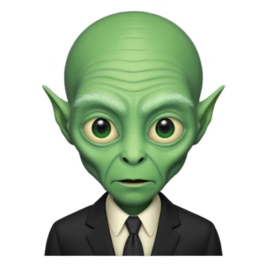an old alien with black suit, green skin, neutral

 sticker
