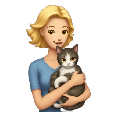 Woman hugs a cat  sticker