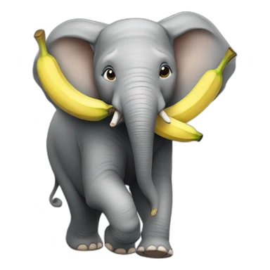 An elephant running by eating bananas sticker