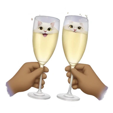two cats cheers champagne sticker