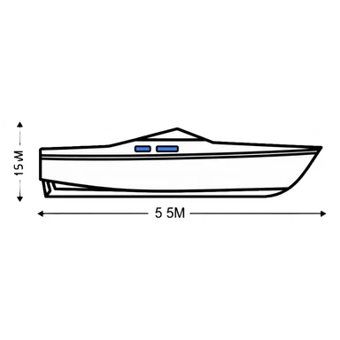 technical diagram of 5.5 meter boat hull with measurement marked sticker