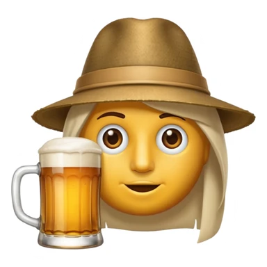 Erstelle das WhatsApp Emoji "zwinkerndes Gesicht" mit Bierkrug und Hut sticker