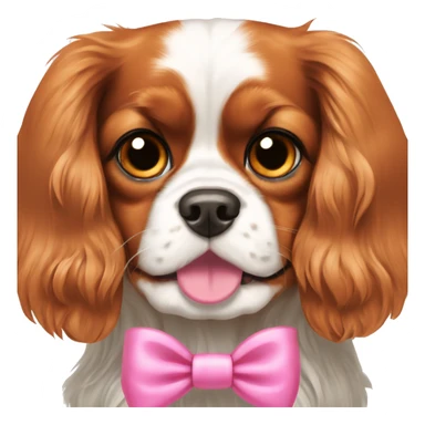 cavalier king charles spaniel dog wearing a pink bow sticker