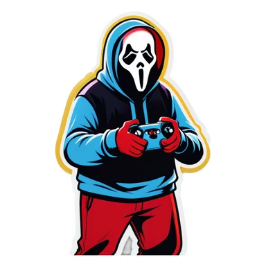 Ghostface playing video games  sticker