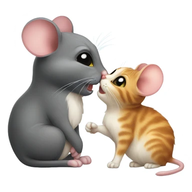 A mouse and cat kissing sticker