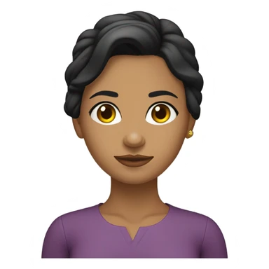 Piel morena,cabello negro bajo los hombros, ojos verdes, cara redonda nariz ancha pero no tanto, delgada  sticker