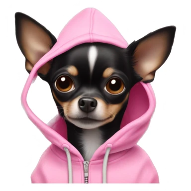 Black chihuahua in a pink hoodie  sticker