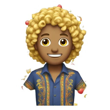 Man with blonde curly hair having a fiesta sticker