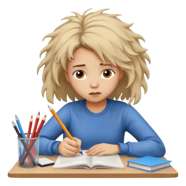 girl student doing homework looking stressed sticker