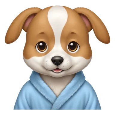Dog wearing light blue robe sticker