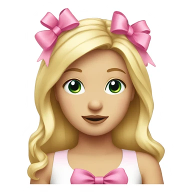 Blond girl with pink bow sticker