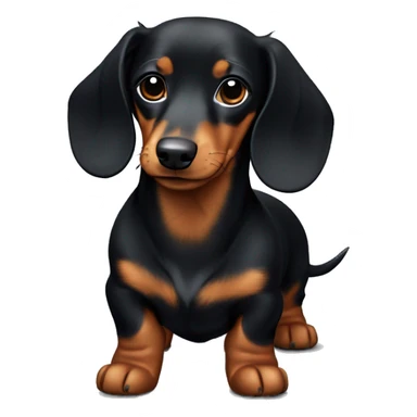 Black and tan long hair dachshund with a  tiny patch of white on the chest  sticker