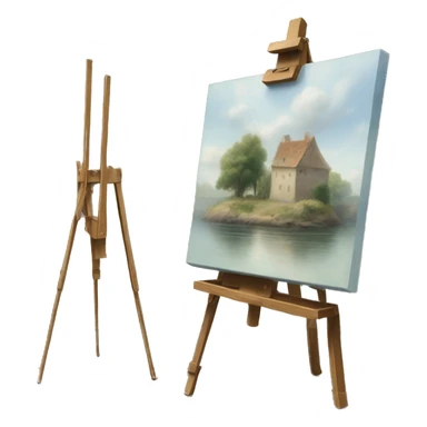 easel with a painting
 sticker