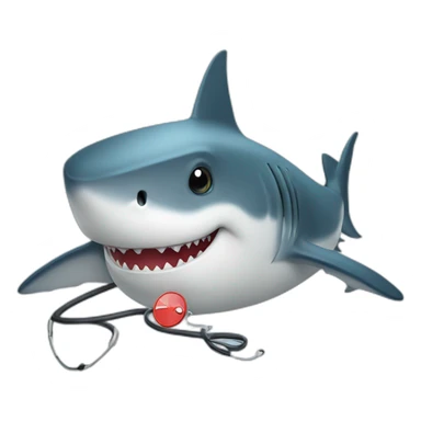 a shark with a stethoscope sticker