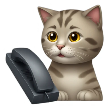 cat at the phone sticker