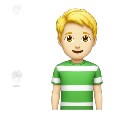 Jongen met verticaal groen wit gestreept shirt sticker